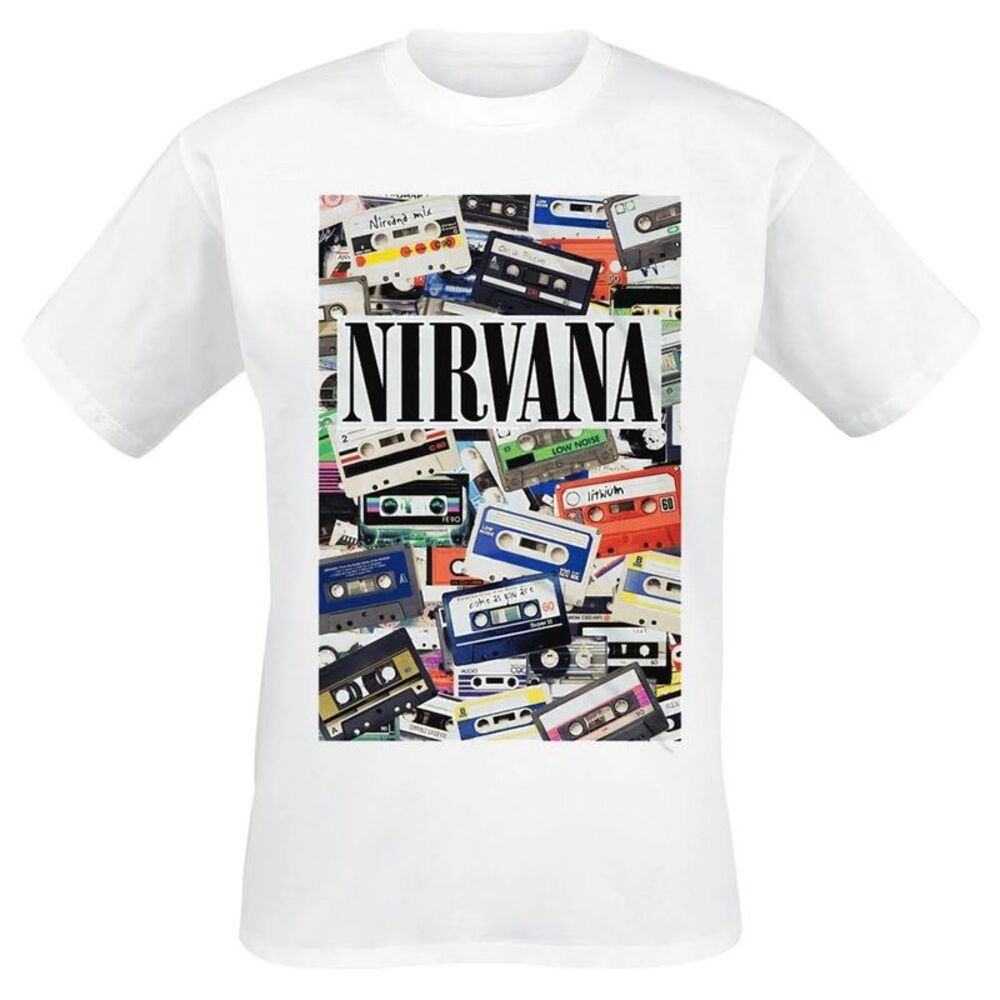 Nirvana Unisex Adult Cassettes T-Shirt / White